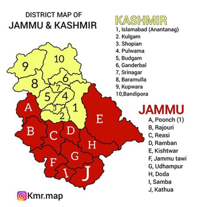 How many districts are there in Kashmir?